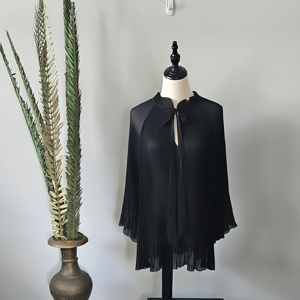 Roaman's Tie Neck Pleated Blouse NWOT